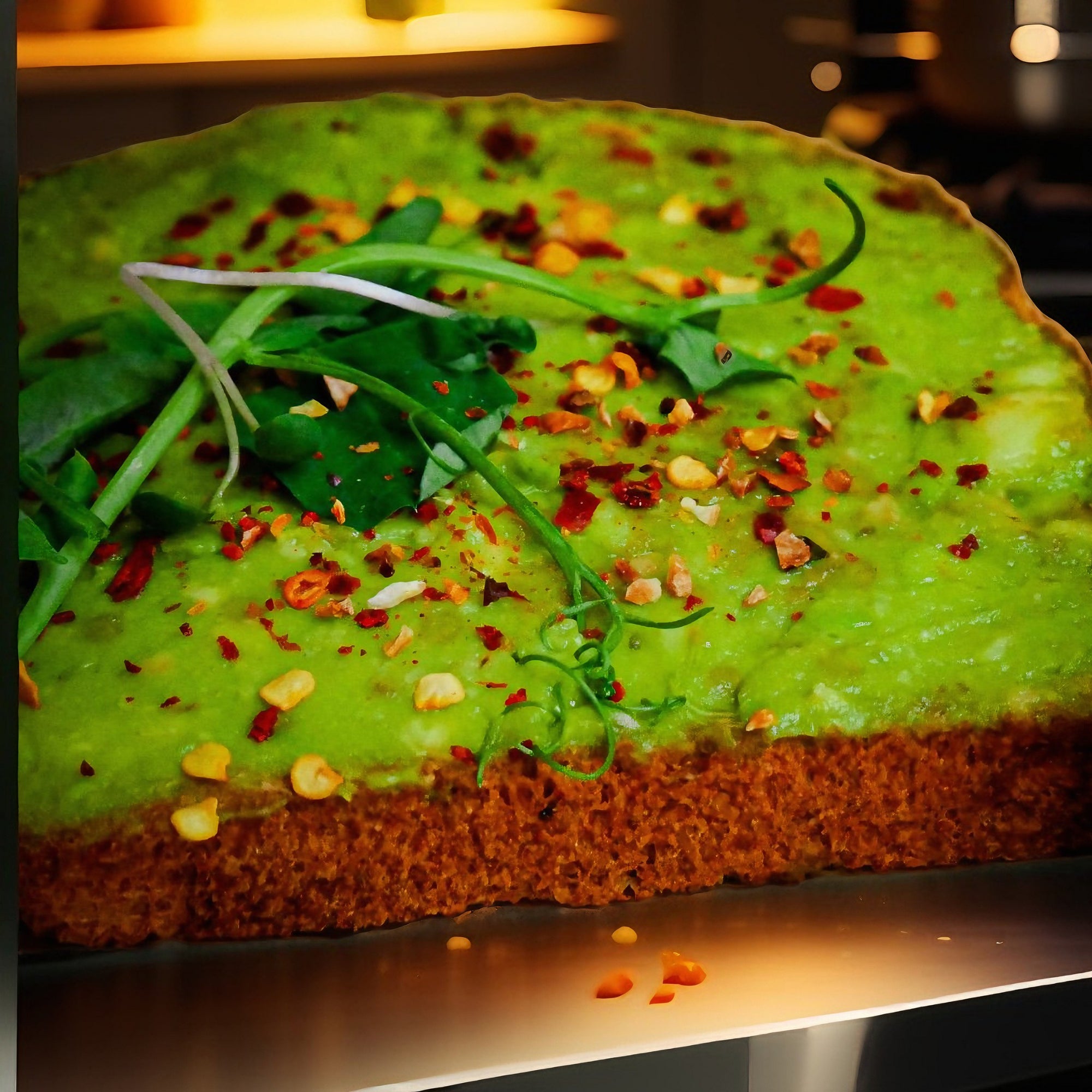 Avocado toast topped with Sauce Boss Gang Habanero Crushed Pepper" Seasoning.