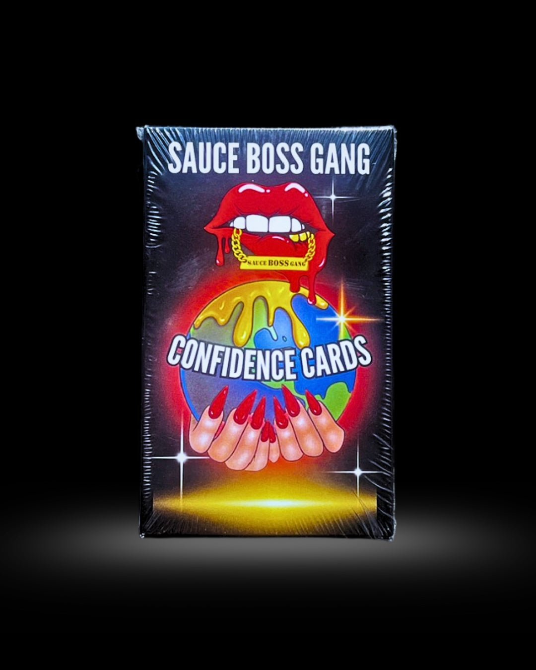 Full imaged of Sauce Boss Gang confidence cards designer deck.