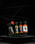 Sauce Boss Gang travel sized hot sauce collection front view.