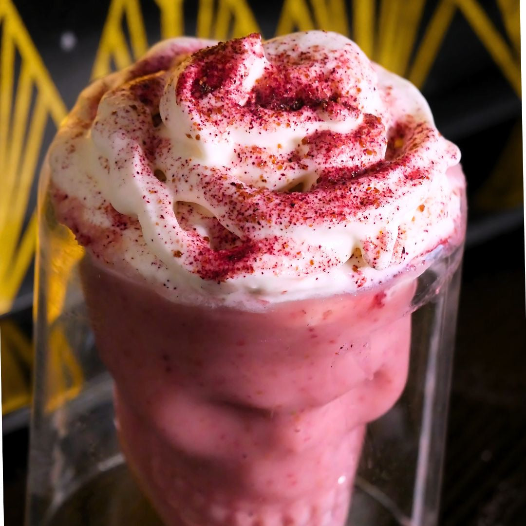 Sauce Boss Gang Inferno Dust on a strawberry daiquiri with whip cream