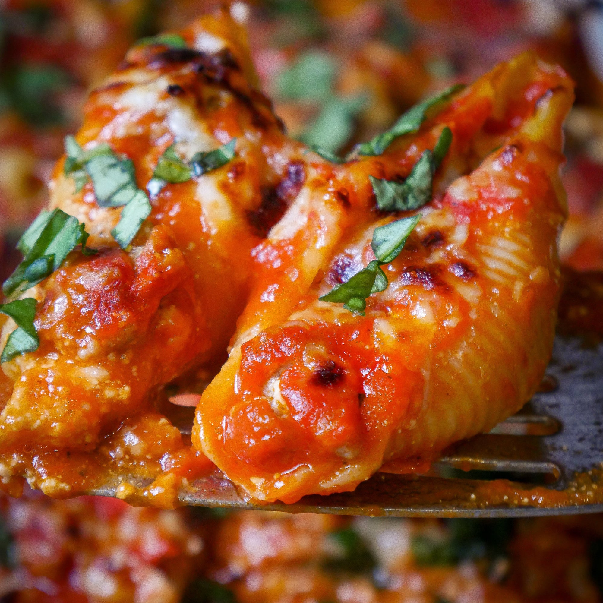 Sauce Boss Gang Garlic habanero hot sauce stuffed shells, italian recipe ideas.