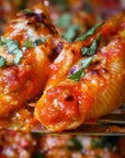 Sauce Boss Gang Garlic habanero hot sauce stuffed shells, italian recipe ideas.