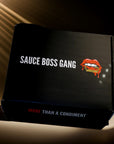 Sauce Boss Gang 'Whole Gang" hot sauce collection gift box front view.