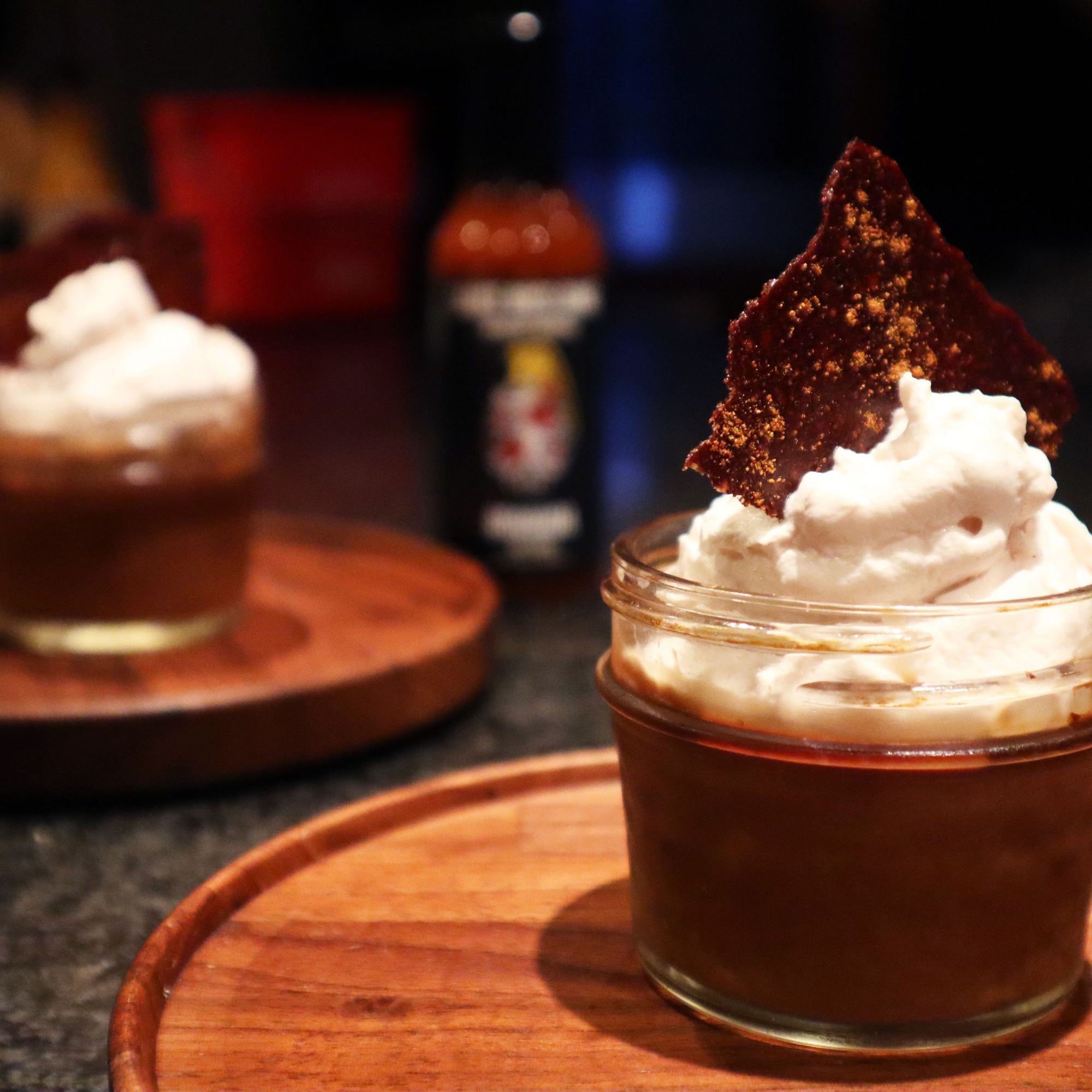 Sauce Boss Gang chipotle hot sauce chocolate mousse.