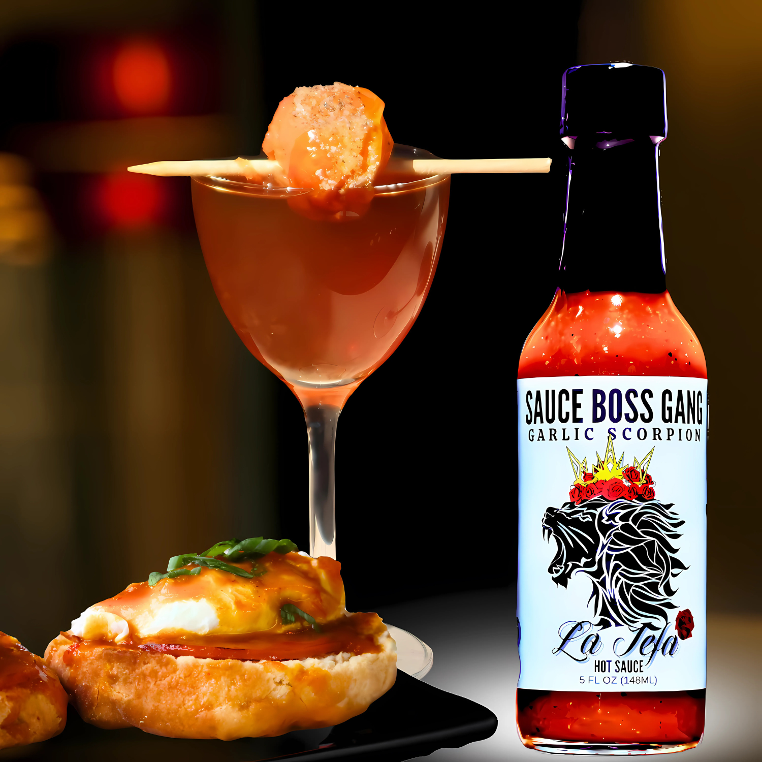 Sauce Boss Gang mustardseed scorpion pepper hot sauce on egg sandwhich.